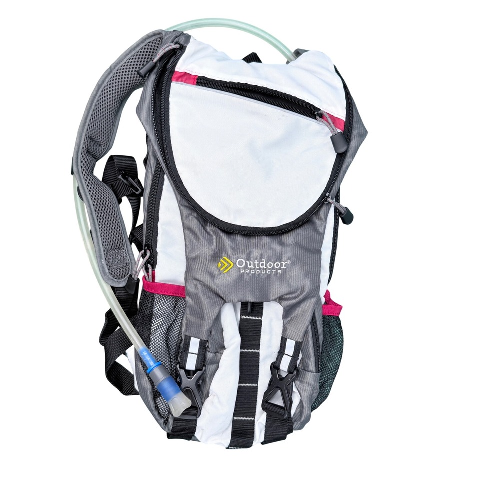 Outdoor Products Hydration Backpack Men OS White Gray Red Hiking Trail Pack 2 L